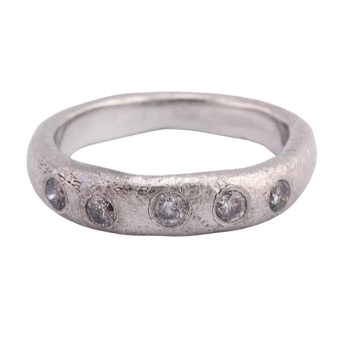 Narrow Molten Band with Gemstones