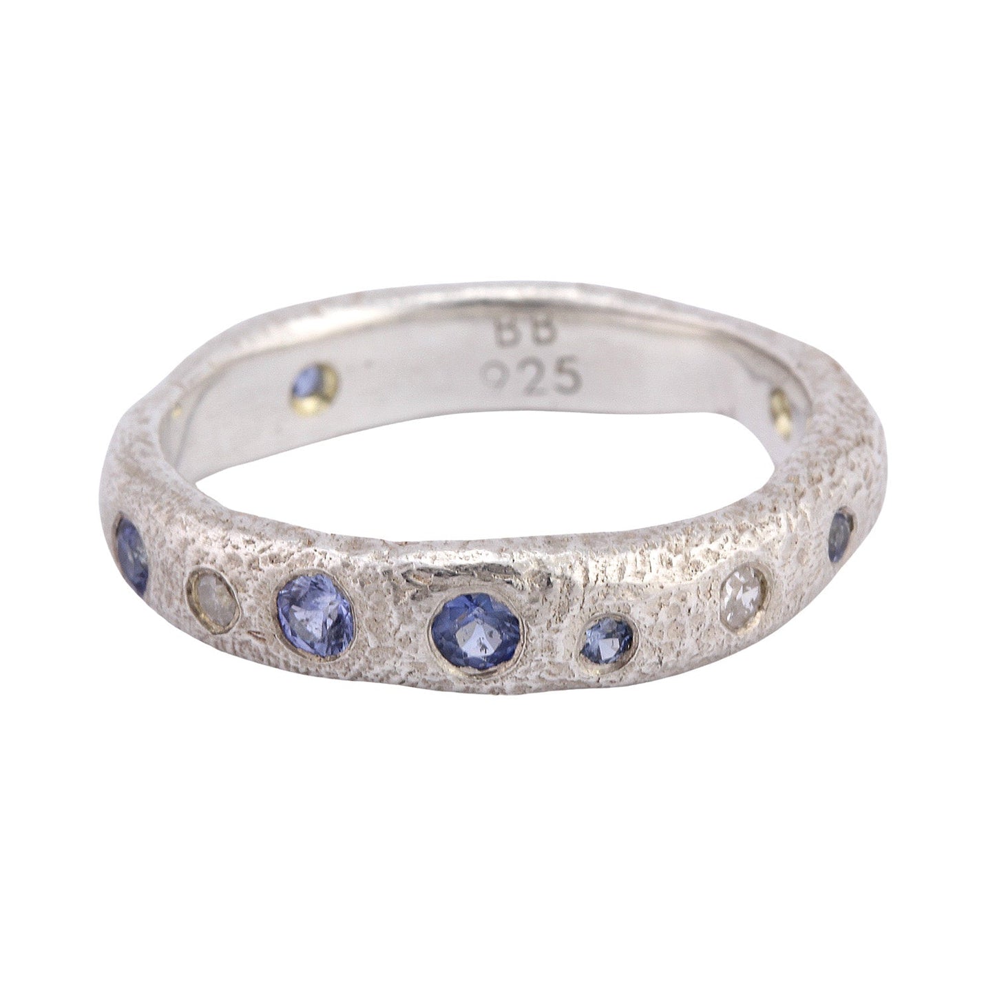 Narrow Molten Band with Gemstones