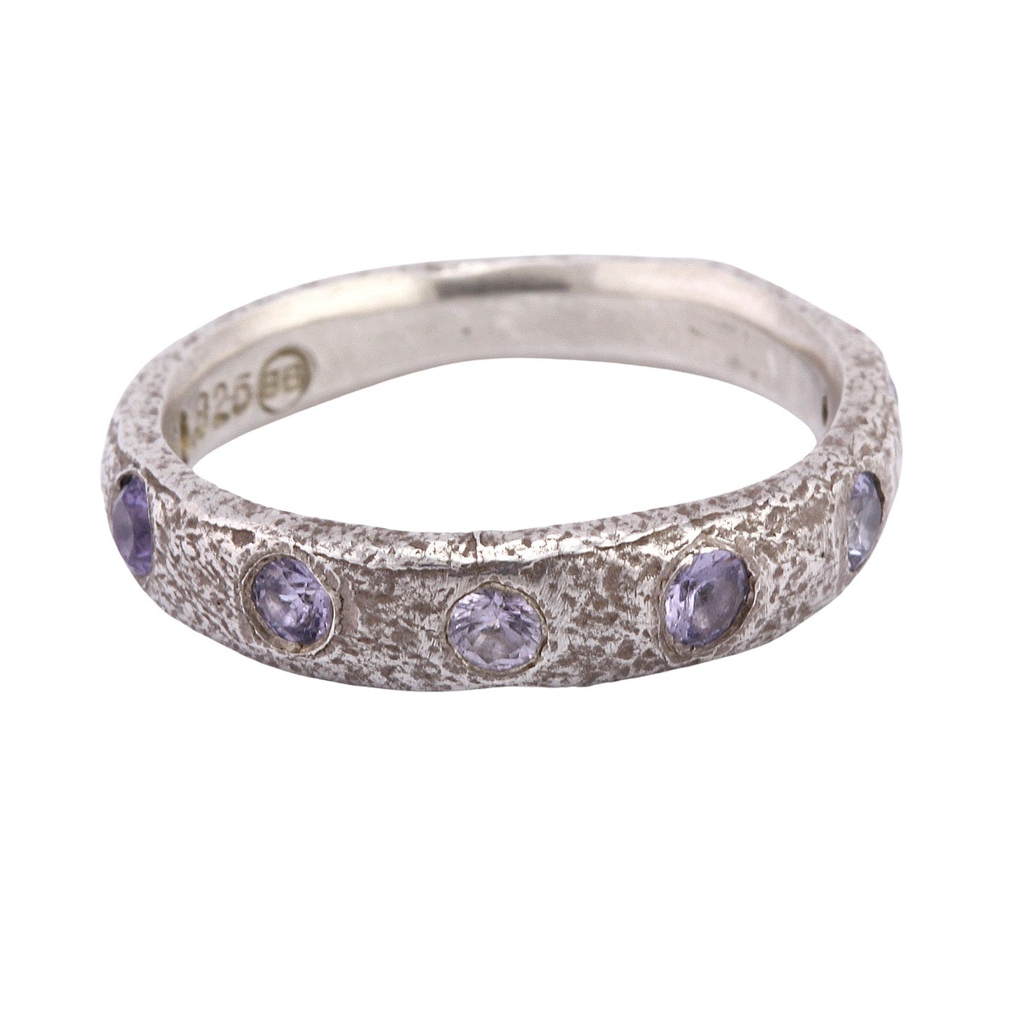 Narrow Molten Band with Gemstones