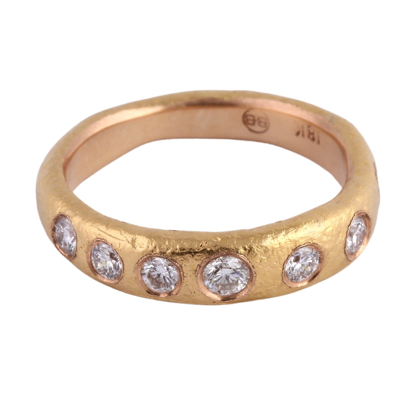 Narrow Molten Band with Gemstones