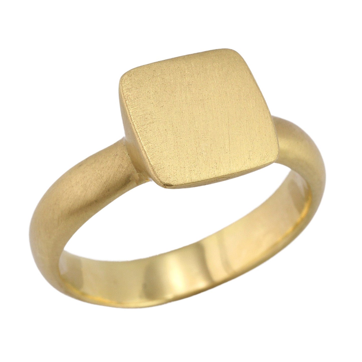 Angled view of Square Signet Ring in 18k yellow gold by Betsy Barron Jewellery