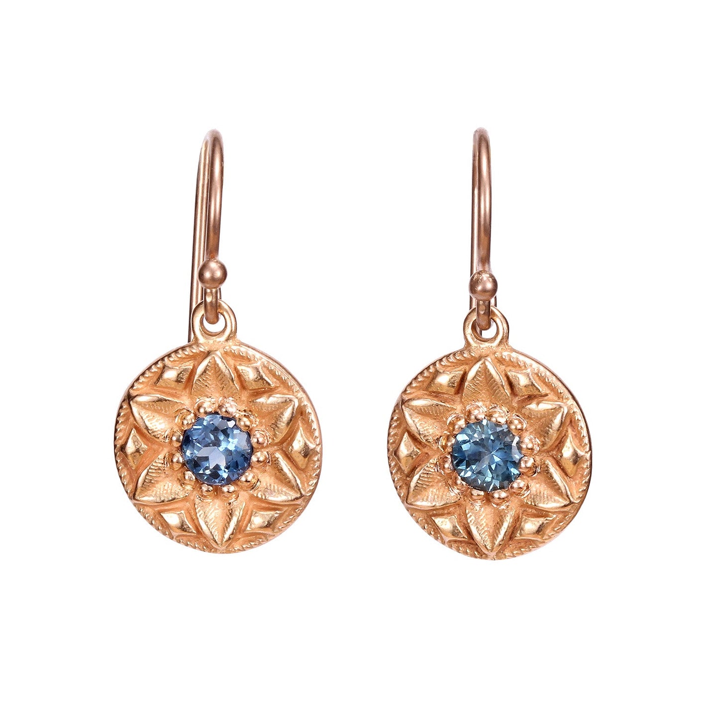 Front-facing view of Kai Earrings in rose gold  by Betsy Barron