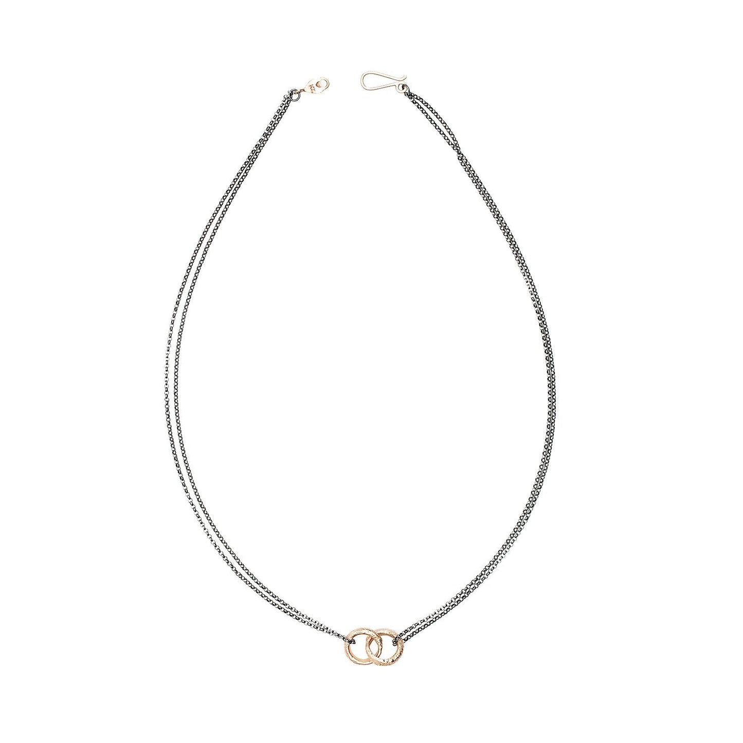 Top view of Nicky Necklace by Betsy Barron in sterling silver and 18k yellow gold.