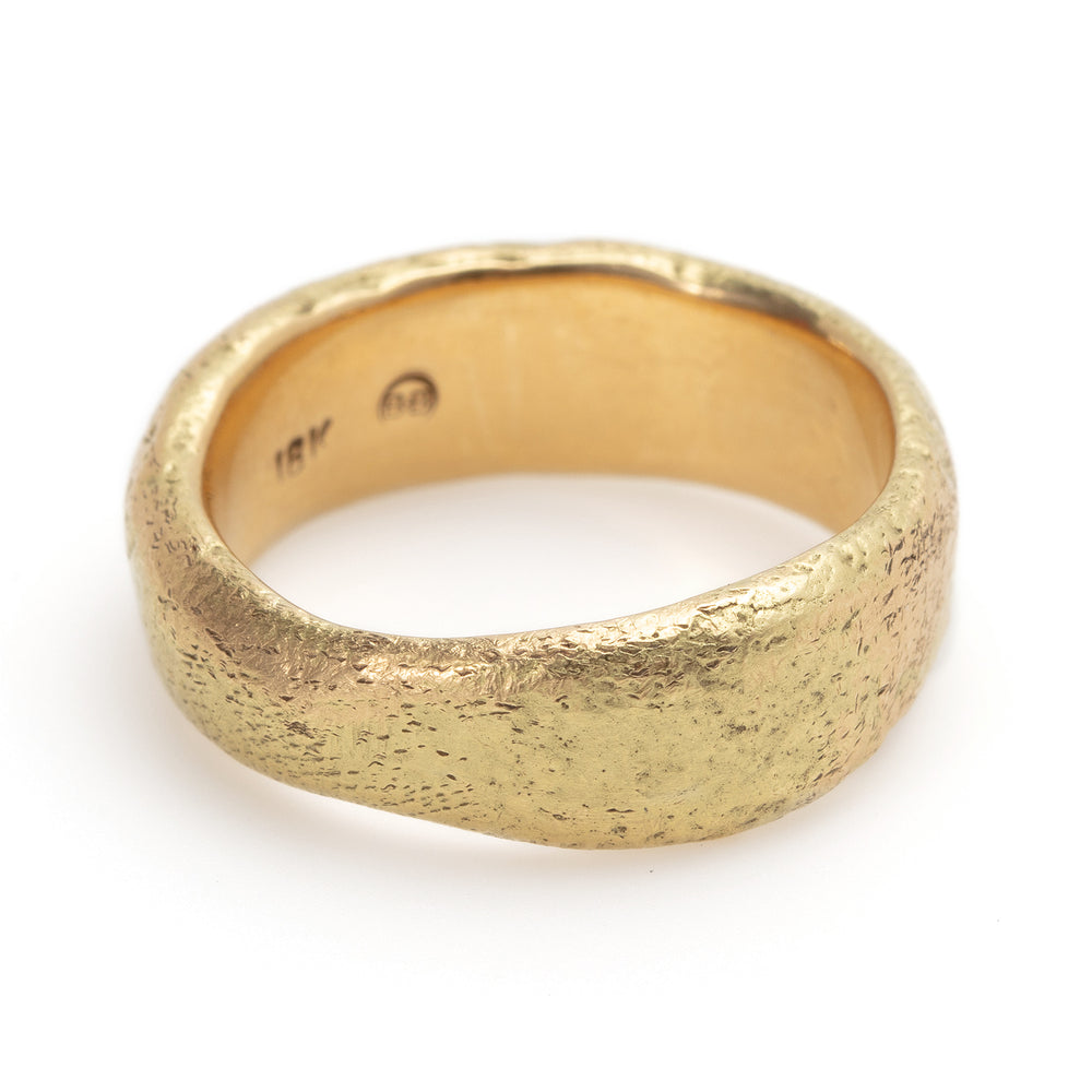Wide Molten Band in 18k yellow gold