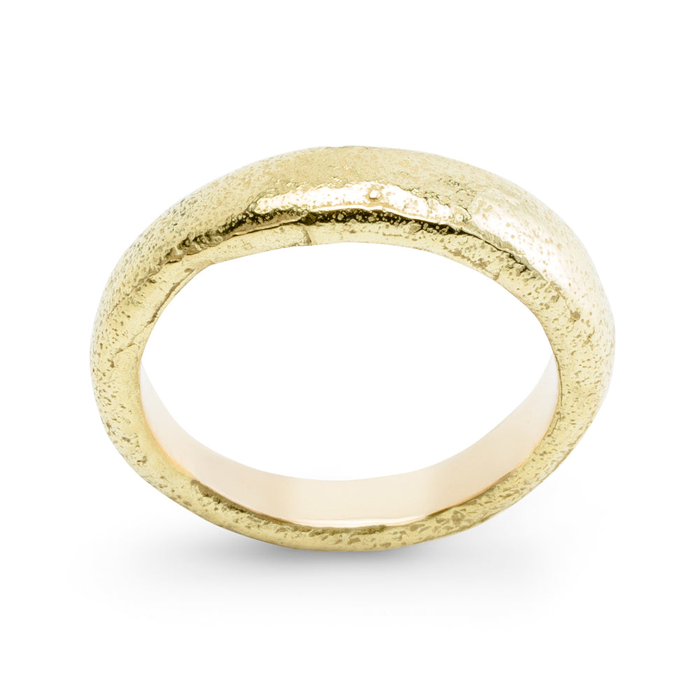 Narrow Molten Band in 10k yellow gold