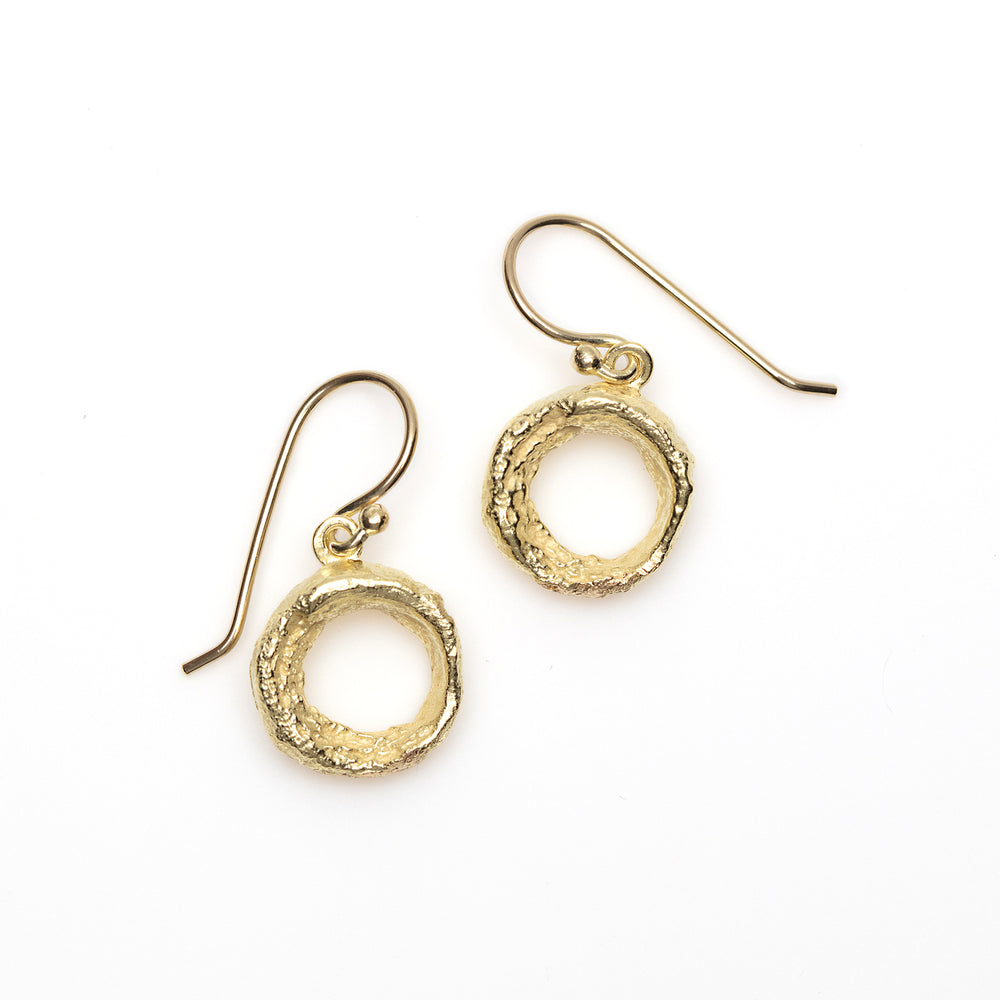 Organic Donut Earrings in 18k yellow gold