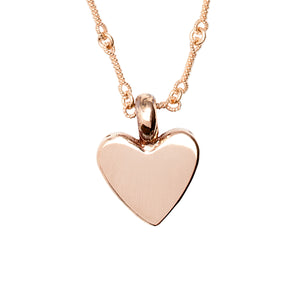 Detail view of small classic heart necklace