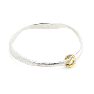 Molten Bangle in sterling silver w/ 18k yellow gold ring