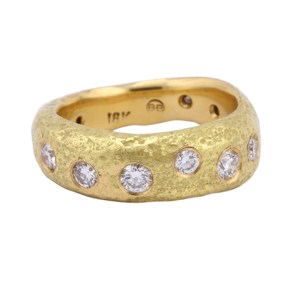 
                      
                        Wide Molten Band with Gemstones
                      
                    