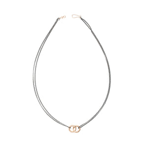 Top-down view of Nicky Necklace in rose gold