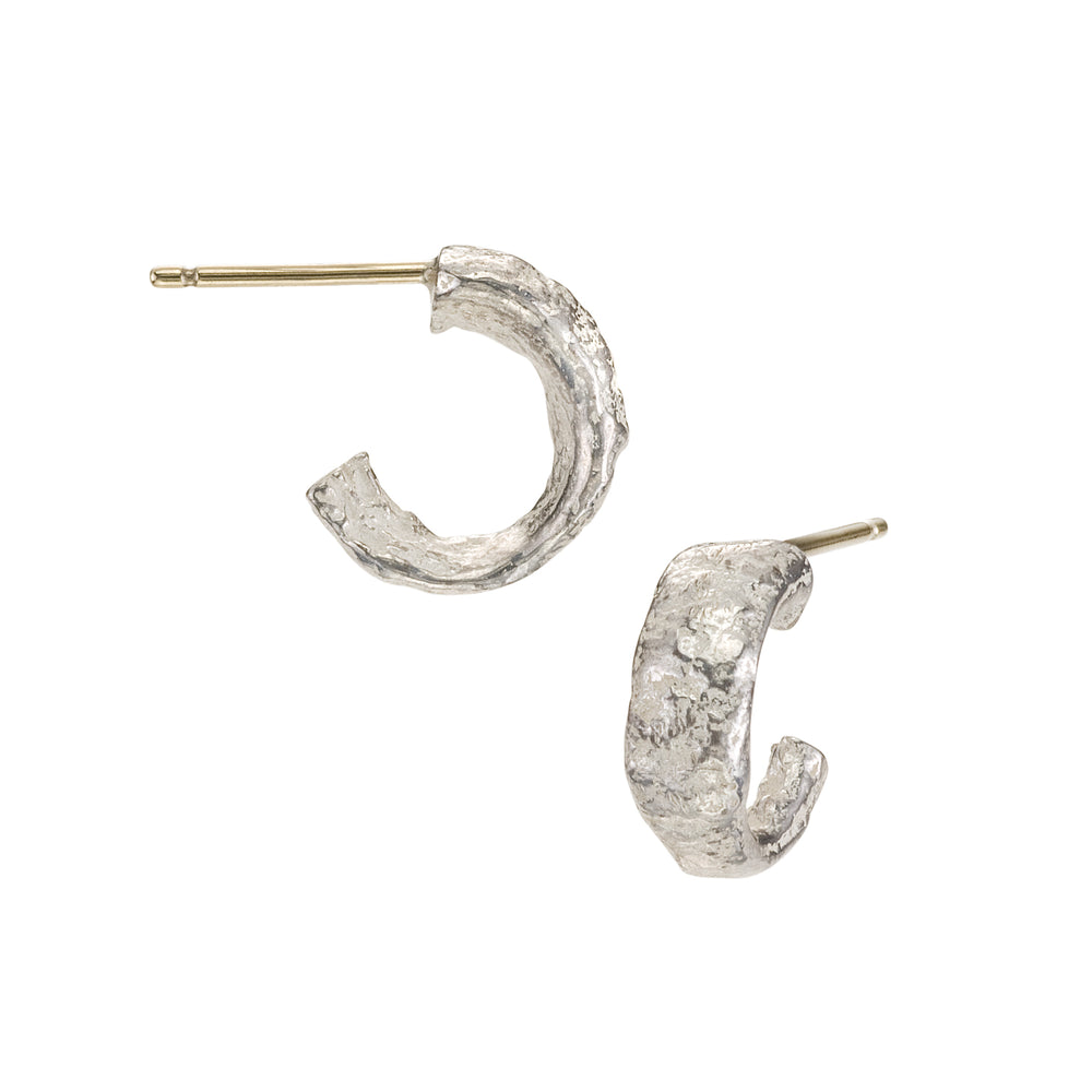 Small Molten Hoop earrings in sterling silver