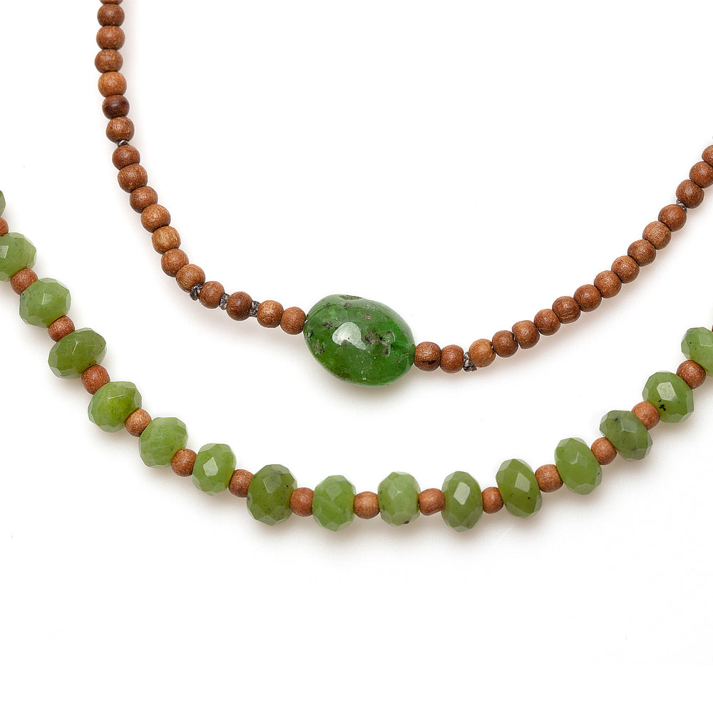 
                      
                        Detail view of Vacation Necklace with jade green garnets
                      
                    