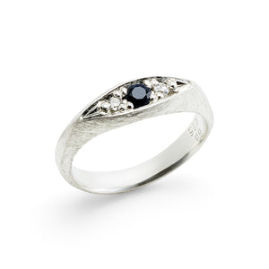 Remy Ring in sterling silver with blue sapphire and white diamonds